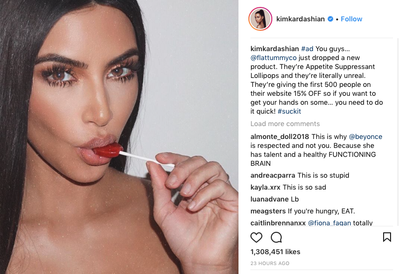 Kim Kardashian flat tummy co lollipops 